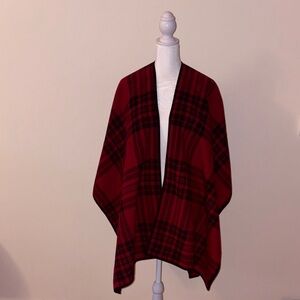 Red and Black Plaid Reversible Shawl